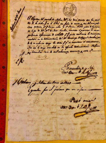 Documento Antiguo De Cuba Con Sello Año 1867? (Usado)