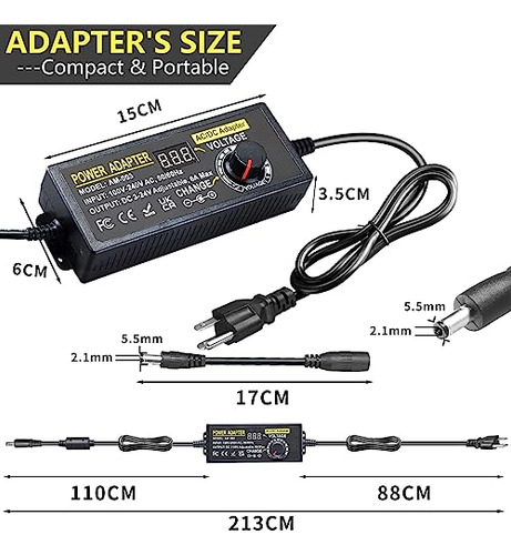 Adaptador De Energa Ajustable 144w Universal Con 14 Tips