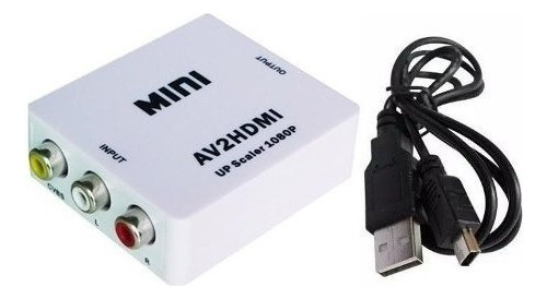 Mini Conversor Av 3rca Para Hdmi Up Scaler 1080p +