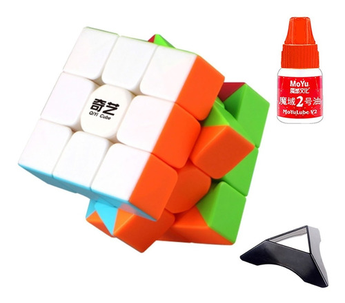 Cubo Rubik 3x3 Qiyi Warrior W + Base + Lubricante Gan