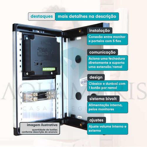 Porteiro Eletrônico Hdl Com Câmera 6 Botões Para Condomínio