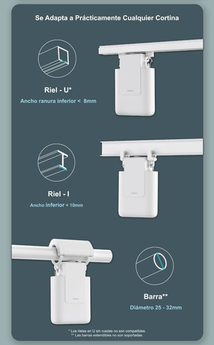 Imagen 9 de 10 de Aqara Motor Cortina E1 Rod Version Homekit, Alexa & Google