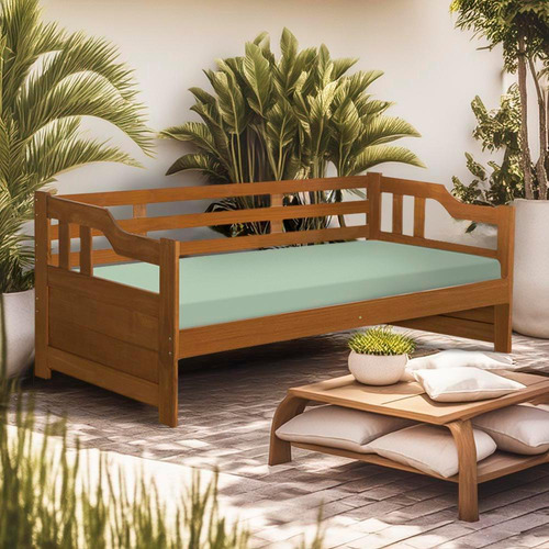 Sofá Cama Madeira Maciça Solteiro Imbuia Com Colchão Probel