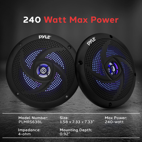 Altavoces Marinos Impermeables Pyle Plmrs63bl 6.5 240 W - N