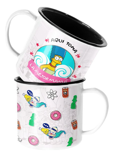 Taza Enlozada Lechera Mejor Mamá Regalo Los Simpsons