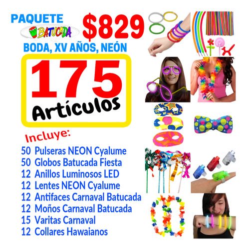 Kit Batucada Boda Neon Led Fiesta Party 15 Años 175 Art.