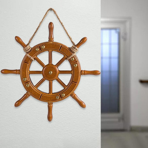 Timón De Barco De Madera Adorno De Pared 35cm
