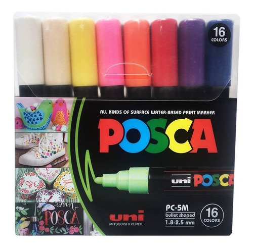 Marcadores Posca 5m Set 16 Colores Japoneses