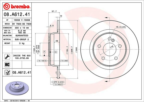 Disco Brembo Mercedes-benz E-class Coupe E 200 11 A 15 T Pza