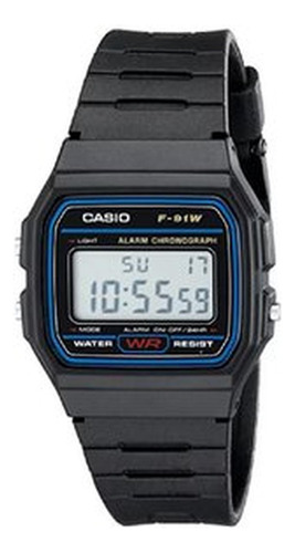 Reloj Clásico Casio F91w-1 Correa De Resina Digital Negra Ho