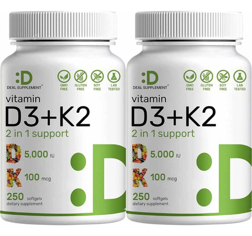 Vitamina D3 Con K2 250cap Set 2 - U - Unidad A $950