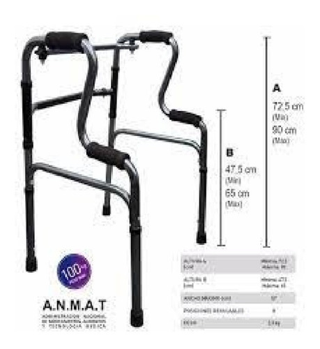 Imagen 4 de 7 de Andador Ortopedico Pleg Doble Grip Ayuda A Pararse Aluminio