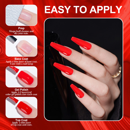 Esmalte De Uñas De Gel Rojo Burdeos De 6 Colores Para Decora
