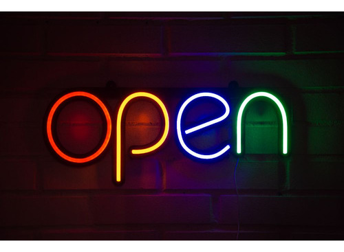 Letrero Estilo Neon Open Colores