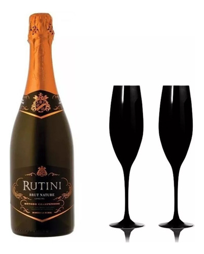 Champagne Rutini Brut Nature + 2 Copas Cristal San Carlos