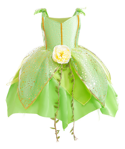 Vestido De Elfo Infantil Tinker Bell Princess Cos Para Niña