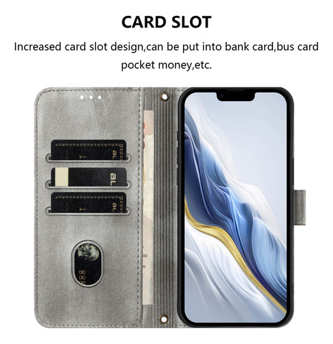 Funda Tipo Cartera Para Oppo Realme Series Con Soporte Y Tarjetero, Correa De Muñeca, Funda A Prueba De Golpes, Gris