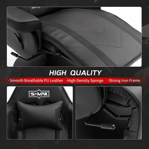 Sofa Gamer Reclinable Y Giratorio Marca Smax Color Negro