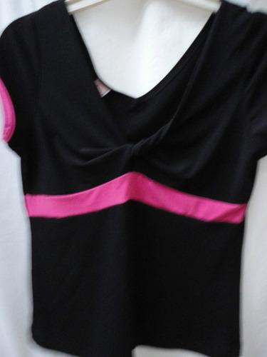 Remerita Alicrda Made In Usa Negra Y Fucsia Talle Pequeño