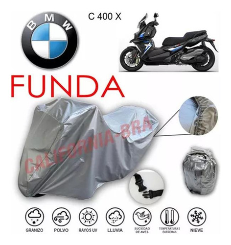 Cubierta Afelpada Con Broche+ojillos Motoneta Bmw C 400 X