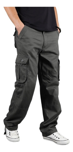 Pantalones Cargo Casuales De Pierna Recta Y Múltiples