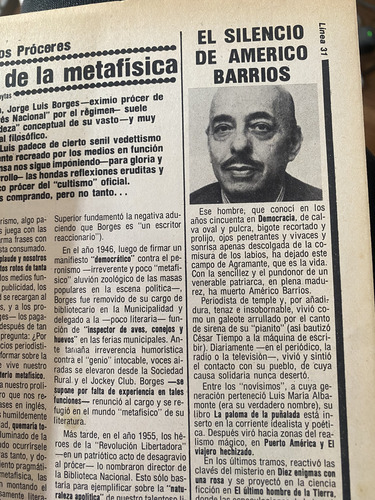Línea 20 Marzo 1982 Pepe Rosa Revisionismo Peronismo (Usado)
