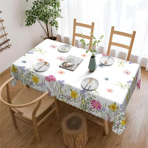 Mantel Rectangular Floral Impermeable Para Hogar Y Fiesta 15
