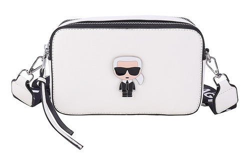 Bolso Bandolera De Cuero Karl Lagerfeld Estilo 2023 Color Blanco