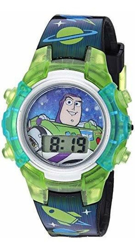 Reloj Para Niños Disney Toy Story Tym4031 Color de la correa Negro Color del bisel Verde Color del fondo Morado