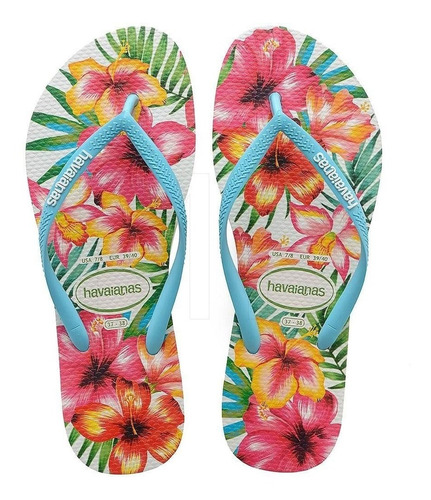 Havaianas Slim Hibisco Mujer Floreadas Tropical Nuevas