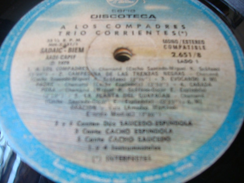 Sin Tapa Disco A Los Compadres Trio Corrientes F0