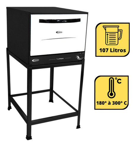 Forno A Gás Clarice Semi Industrial C/ Pedestal Topmaxx 107l Cor Preto/Branco