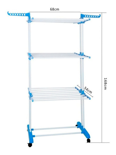 Imagen 8 de 10 de Tendedero Ropa Tender Plegable De Pie Acero Inox Con Ruedas