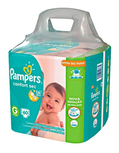 Fraldas Pampers Confort Sec - G 60 Unidades