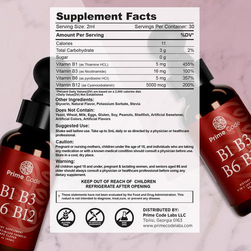 Prime Code Gotas Líquidas Vitamina B Complejo Alta Absorción
