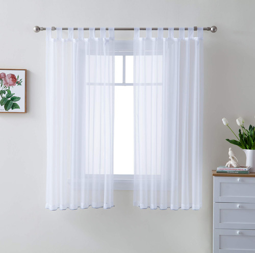 Juego De 2 Paneles De Cortinas De Gasa Transparente 137x160