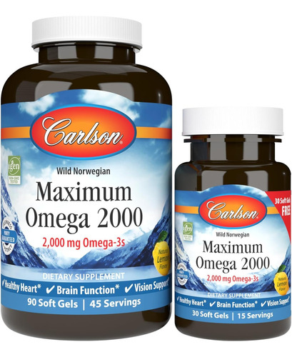 Carlson Labs Maximum Omega 2000 90+30 Softgels Sabor Limón