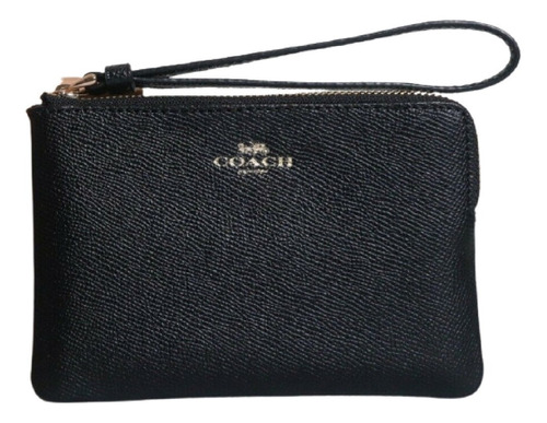 Muñequera Coach Crossgrain Black Corner Zip F58032