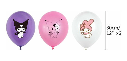 Paquete 12 Globos My Melody Kuromi Fiesta Infantil