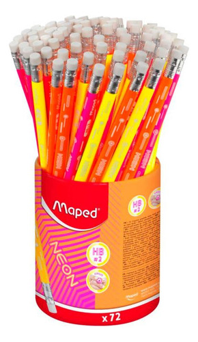 Pack 10pz Lápiz De Grafito Maped Neón Bote C/72 Triangulares