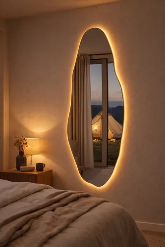 Espelho Orgânico Led Quente Bivolt Moderno Quarto Sala 90cm