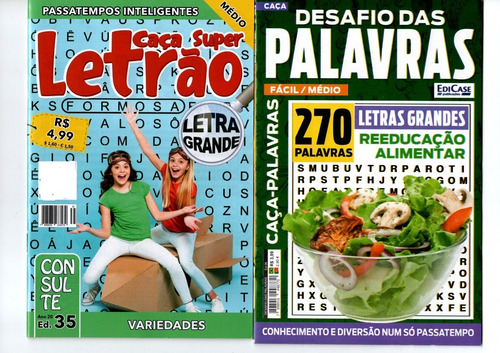 Kit 45 Caça Palavras Letrão Só Letra Grande Sem Repetições