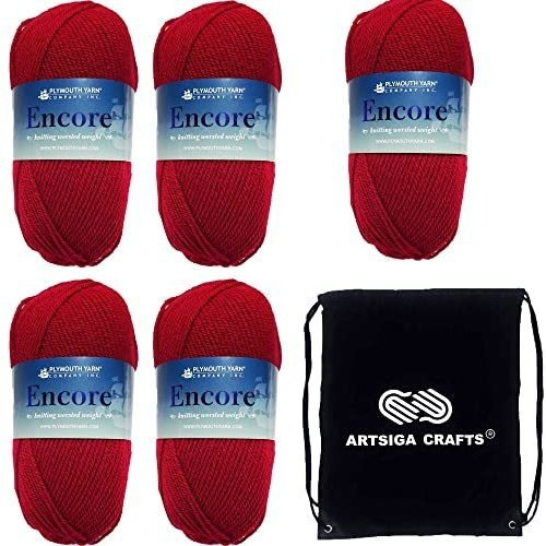 Hilo Plymouth Para Tejer Encore Worsted Cranberry 0174, 5-