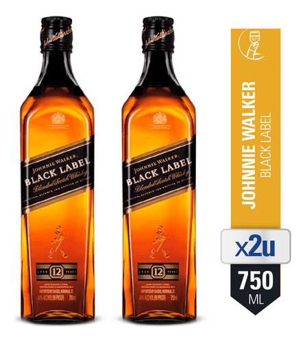 Combo Whiskey Johnnie Walker Black Label X2 Unidades