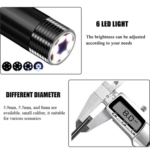 Cámara De Endoscopio De Mano,8mm 4,3 Pulgadas 5m Cable