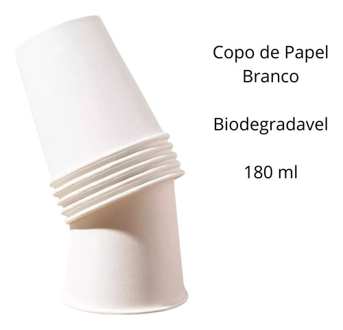 Copo De Papel Branco P Suco Cafe Agua 180ml Com 100un.