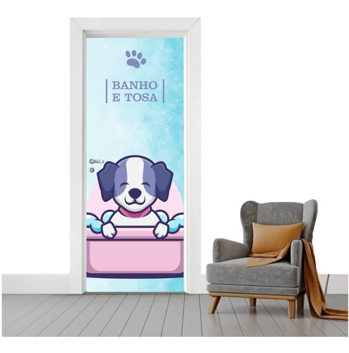 Adesivo Para Porta Cachorro Decoração Petshop Banho E Tosa
