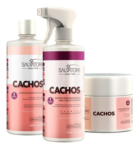 Salvatore Kit Cachos 3 Passos 2x480ml - 1x500ml