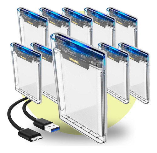 Kit 10 Cases Externo 2.5'' Gaveta Hd Notebook Ssd Usb 3.0