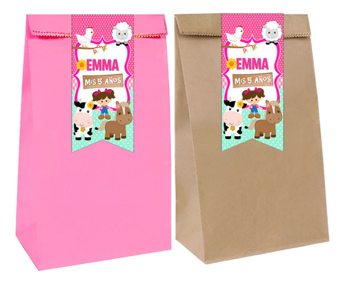 Cotillon Personalizado Animalitos Nena Bolsitas 15 Invitados